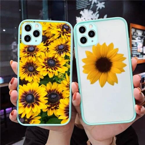 Yellow Flower Small Daisy Sunflower Phone Case Blue Transparent Matte For IPhone 7 8 11 12 S Mini Pro X XS XR MAX Plus Cover