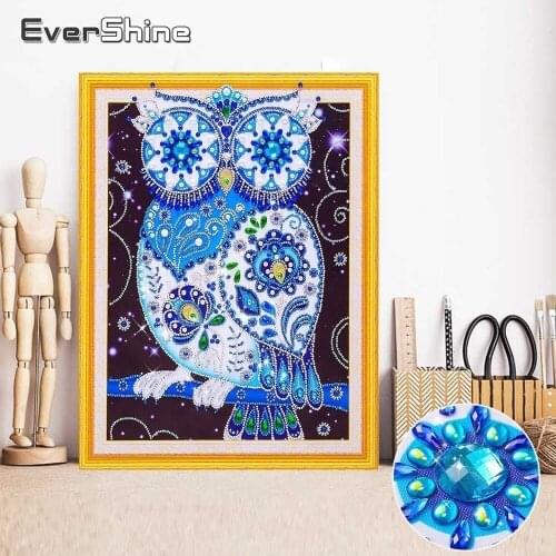 EverShine 5D DIY Special Shape Diamond Embroidery Owl Diamond Embroidery Animals Bead Picture Kits Mosaic Diamond Art 40x50