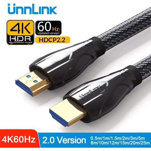 Unnlink HDMI-compatible Cable UHD 4K 60Hz HDR 2.0 Cable HDCP2.2 Switch Splitter for xiaomi TV PS4 XBOX Computer Laptop 0.5M-25M