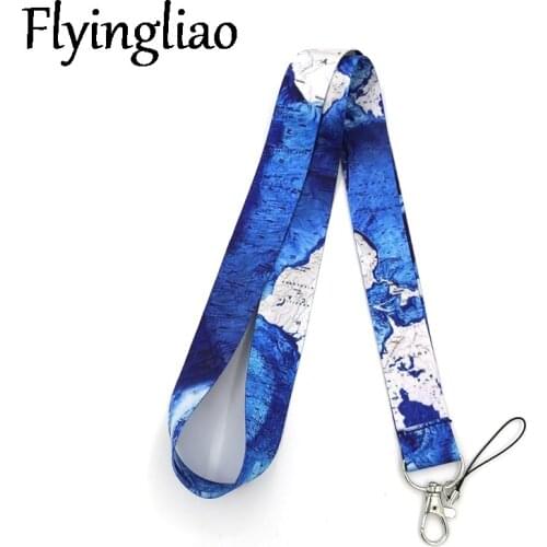 World Map Neck Strap Lanyard keychain Mobile Phone Strap ID Badge Holder Rope Key Keyrings Accessories Gift Webbings Ribbons