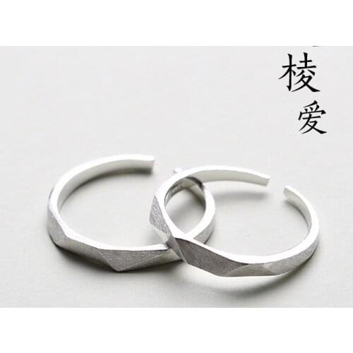 925 Sterling Silver Hairline Finish Edges And Corners Love Ring Resizable Lovers' Ring Couple Ring Boyfrid Girlfriend Gift