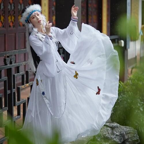 Film And Television Costume Female Huan Zhu Ge Ge White Concubine Clothes Traditional Chinese Uyghur Elegant Fairy Hanfu DL6432