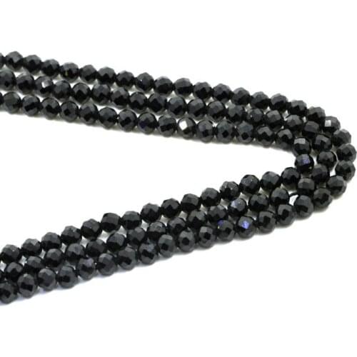 Natural Black Spinal Sapphires Stone BeadS High Quality 2 3 4mm Round Faceted Hole Gem For Jewelry Making Necklace DIY Bracelet