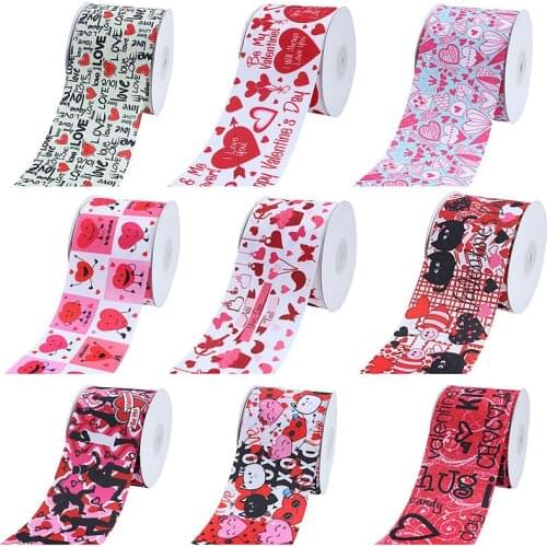 FLRA Ribbon (50 yards/lot) Latest 3" love theme printed Valentine grosgrain ribbon for gift packing