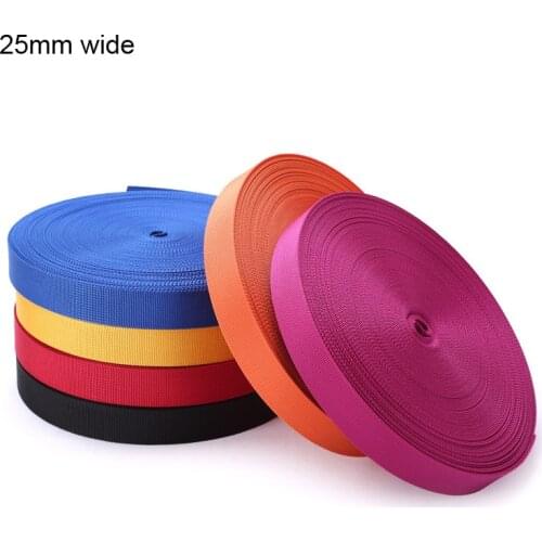 25mm ( 1" wide ) Webbing 5 yards polypropylene Light grey for Bags Sewing Belt Webbing Strapping Dark Rose Fruit Green Violet