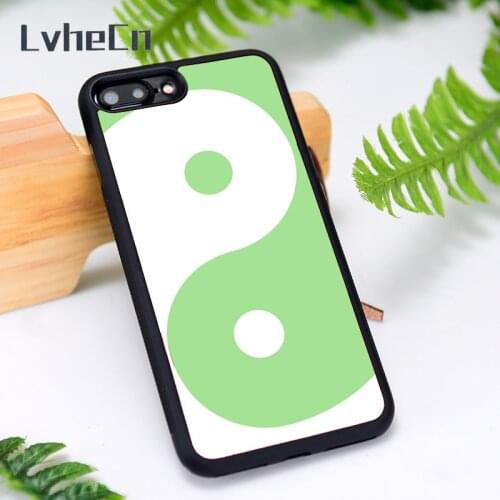 LvheCn Silicone Rubber Phone Case Cover for iPhone 6 6S 7 8 Plus X XS XR 11 12 Mini Pro Max Green Yin & Yang
