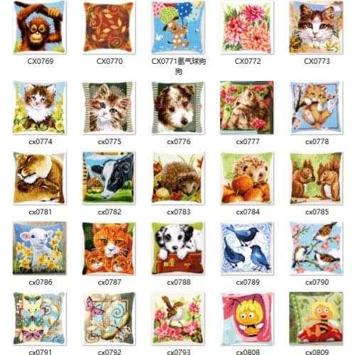 Cat flowers DIY Needlework Kit Acrylic Yarn Embroidery Pillow Tapestry Canvas Cushion Front Cross Stitch Pillowcase