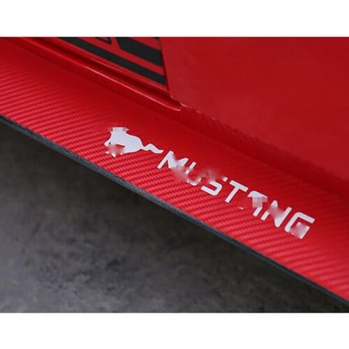 QHCP Car Door Side Skirt Sticker Film Protection Carbon Fiber Decal Fit For Ford Mustang 2015 2016 2017 2018 2019 2020 Accessory
