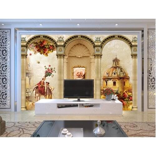 Custom photo mural 3d wallpaper European Roman Column Oil Painting Landscape home decor living room wallpaper for walls 3 d