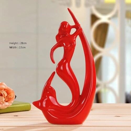 Nordic Ceramics Mermaid Sculpture Decoration Tree Statue Living Room Porch Wine Cabinet TV Car Office Desktop Furnishing