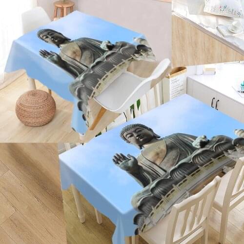 New Arrival Buddha Tablecloth Waterproof Oxford Fabric Square/Rectangular Tablecloth For Wedding Table Cloth TV Covers