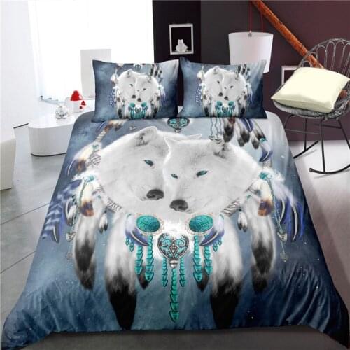 Couple Wolf 3D Duvet Set Black Luxury Bedding Set King size Comforter bed set Quilt cover and pillowcase