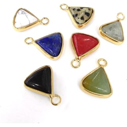 Natural Stone Lapis Lazuli Pendant Triangle Shape Agates Crystal Charms for Jewelry Making DIY Necklace Earring Gifts 11x16mm