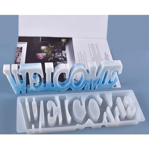 DIY Welcome Hanging Signs Crystal Epoxy Mould Wall Hanging Welcome Sign Decorative Front Door Hanging Sign Decorations For Home