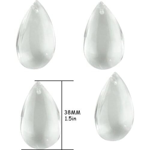 Clear 38mm 50mm 200pcs/lot Crystal Chandelier Hanging Part Accessories Glass Chandelier Smooth Waterdrop Pendant for Decoration