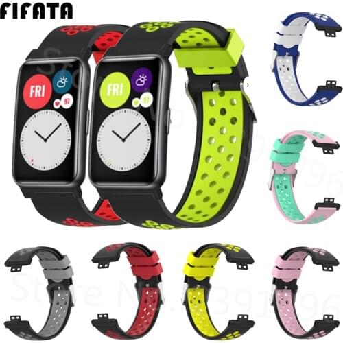 FIFATA Watch Band For Huawei Watch Fit Bracelet Accessories Double Color Silicone Wristband For Huawei Fit Smart Watch Strap
