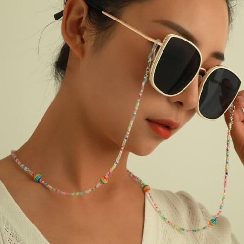 2021 Boho Hang Mask Chains Holder Colorful Beaded Eyeglass Strap Glasses Cord Lanyard Anti-Lost Neck mask Eyeglass Rope Strap
