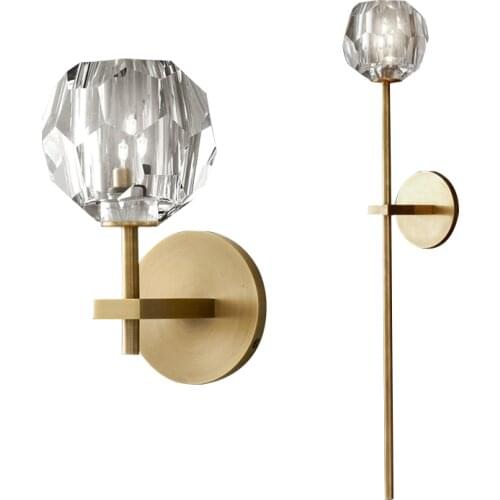 American RH Luxury K9 Crystal G9 Led Wall Lamp Living Room Gold Wall Scones Led Indoor Lighting Lamp Fixtures For Bed Side