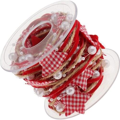 Christmas Ornament Christmas Tree Decoration Handmade DIY Star Chain Ribbon Merry Christmas Party/Happy New Year Decor Supplies