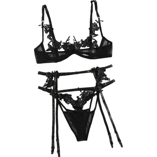 Sexy Lingerie Womens Underwear Set See Through Hollow Out Brassiere Lingerie Set Sexy Lace Push Up Bra Brief Sets Dropshipping