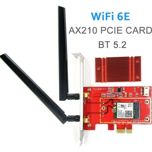 Wifi 6E PCI-e Network Card AX210 2973Mbps 5G 2.4G 802.11AX / AC BT5.2 Wireless PCI Express Adapter