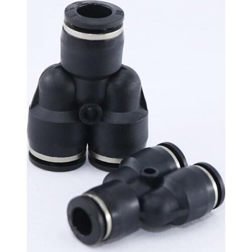 1pcs OD 4/6/8/10/12/16MM Push In Fitting for Air Pipe joint Black PY series Y Type Pneumatic Connector Tee Union