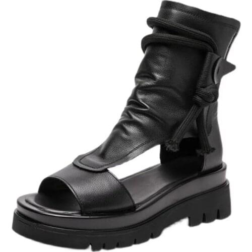 Ladies Open Toe Shoes Womens Sandals Bohemia Retro Style Woman Cross Strap Flat Summer Female Comfortable Plus Size Footwear