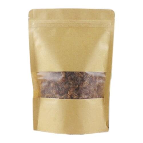 Xin Jia Yi Packaging Zipper Kraft Paper Bag Factory Brown Self Press Paper Bag For Cookie Tea Candy Bag With Plastic Window