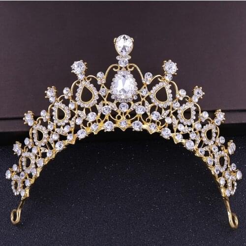 Bridal Women Fashion Gold Jewelry Queen Crowns Wedding Hair Accessories Headband Diadem Princess Birthday Crown