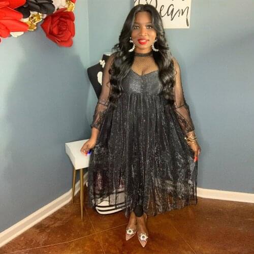 2021 Summer Womens Long Sleeved Two Piece New Elegant Temperament Wild Sexy Perspective Fashion Round Neck Lace Irregular