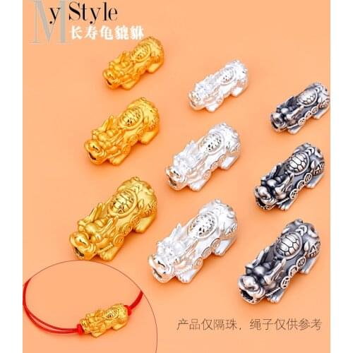 999 Full Silver 3D hard silver longevity turtle rich world Plutus hand-made hand-made bracelet woven accessories