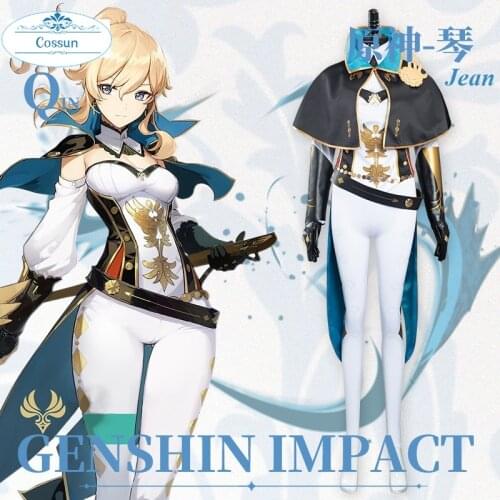 Anime! Genshin Impact Jean Mondstadt Game Suit Colonel Knight Cloak Uniform Cosplay Costume Halloween Party Outfit For Women NEW
