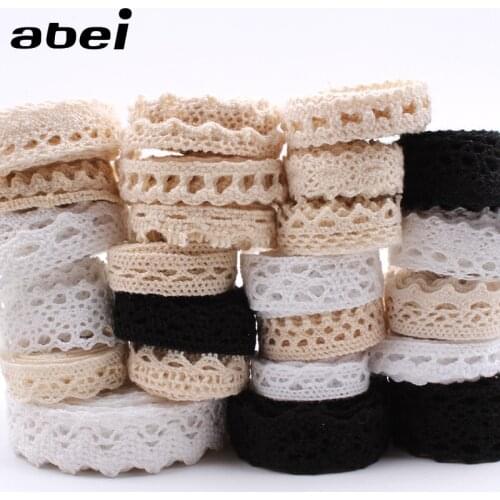 30Yards White Cotton Lace Trims Black Cotton Material Handmade Patchwork DIY Hometexile Ribbon Beige Clothing Decorative Ribbon