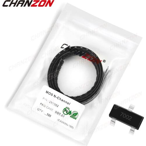 100pcs 2N7002 SOT-23 N-Channel SMD Mosfet Bipolar Junction Transistor BJT SIC Mos Fets Triode Tube SMT Integrated Circuits