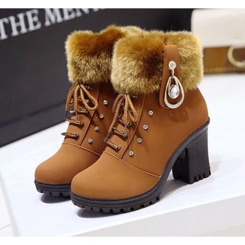 2020Fashion Zipper Flat Shoes Woman High Heel Platform PU Leather Boots Lace up Women Shoes Ankle Boots Girls 35-40 Botas Mujer