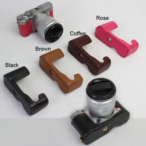 Real Leather Half Camera Case Grip for Fujifilm Fuji X-M1 X-A1 X-A2 X-A3 X-A10