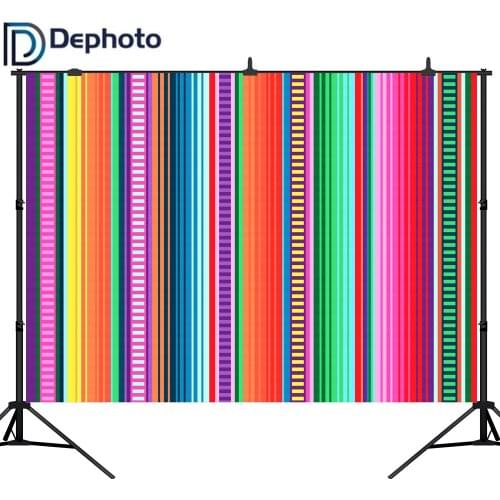 DePhoto Mexican Stripes Photography Backdrop Colorful Mexico Stripes Table Cover Party Supplies Mexican Theme Party Banner