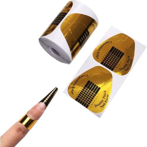 Nail Forms Gold Extension Acrylic Builder Form Guide For Nail Extension Stencil Manicure Tools