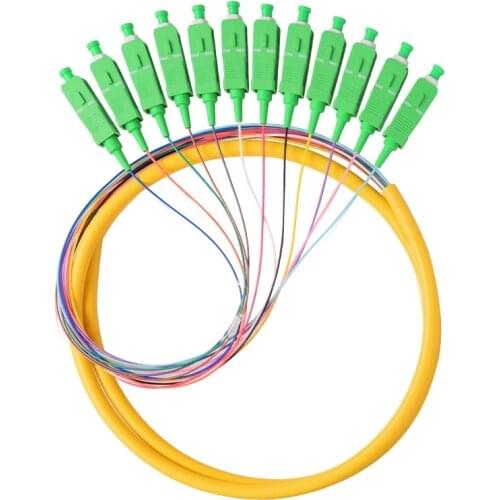 FTTH 12 Core SC APC Simplex 0.9mm bundle fiber optic cable pigtails patch cord