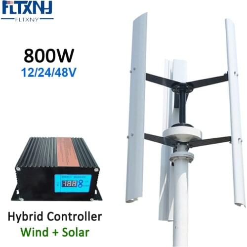 FLYT 800W 12V 24V 48V Vertical Axis Coreless Generator Vertical Wind Turbine Low RPM Permanent Magnlev Generator
