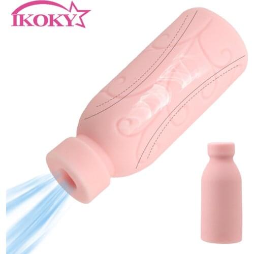 IKOKY Bottle Shape Male Masturbation Cup Oral Blowjob 3D Artificial Vagina TPE Sex Toys for Men Adult Products Erotic