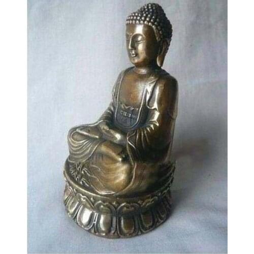 Arts Crafts Copper Elaborate Chinese collectible Tibetan Brass Shakyamuni statue sculpture