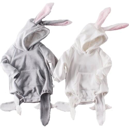 New Spring Baby Girl Bodysuits Infant Childs Clothing Jumpsuit For Baby Plush Rabbits Ear Long-sleeved Clothes For Crawling