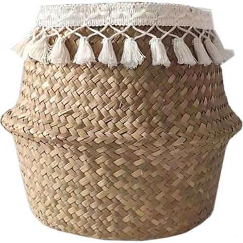 Storage Baskets Nordic Two-Layer Tassel Woven Flower Holder Flowerpot Living Room Storage Basket Sundries Organizer Opbergmand