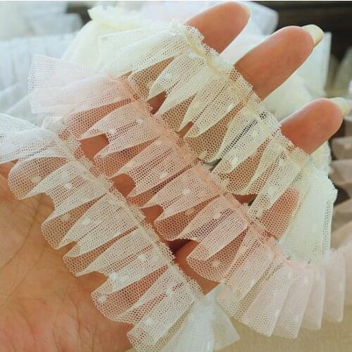 3 Meters Width 3cm 7 Colors Ruffle Lace Fabric Embroidered Lace Trim Ribbon Sewing Crafts Mesh Laces For Lolita Clothing Dress