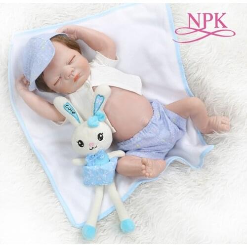NPK 52CM bebe doll reborn full body silicone newborn sleeping baby boy bath toy Birthday Gift