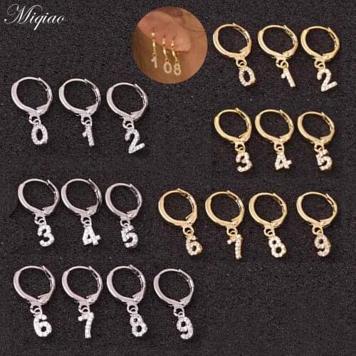 Miqiao 2pcs Fashion Creative Zircon Digital Earrings Human Body Piercing Jewelry