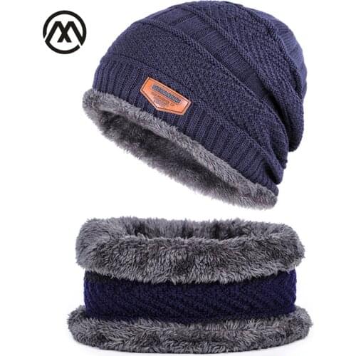 Mens Knitted Plus Velvet Thick Winter Hats Warm and Comfortable Adjustable Unisex Exquisite Leather Label Brand caps for male