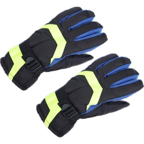 Men Winter Waterproof Snowboard Gloves Contrast Color Patchwork Thick Plush Lined Thermal Insulated Outdoor Cycling Snow H9ED