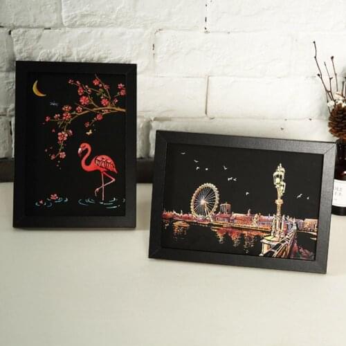 4Pcs Buildings Flower Girl Magic Scratch Art Painting Drawing Board Paper Kid Gift Toy Creative Birthday Painting Gift Toy